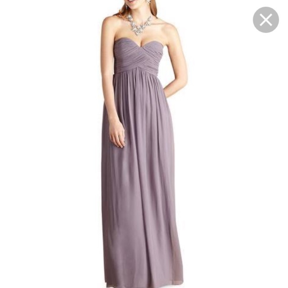 Donna Morgan Grey Ridge Laura Long Bridesmaid Gown
